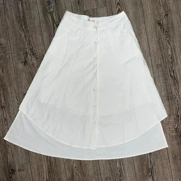 Gorgeous button down long ivory skirt tiered prairie core professional academia - Picture 1 of 2